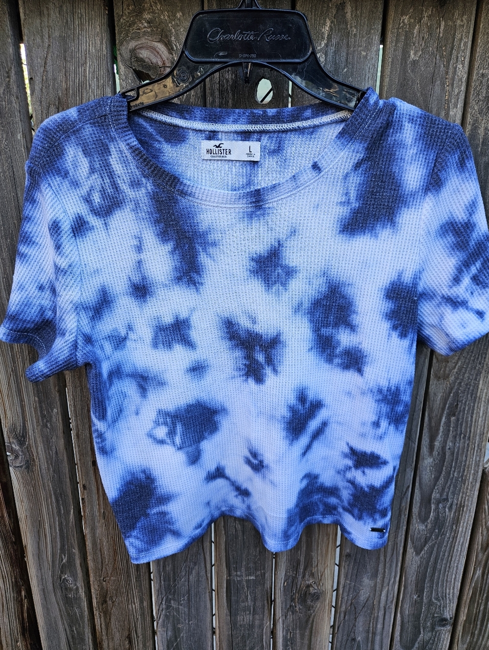 Hollister Blue Tie-Dye Waffle Short Sleeve Tee Size L - Picture 2 of 16